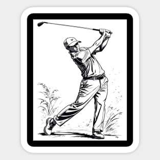 Golf Swing Sketch, Sports Sticker